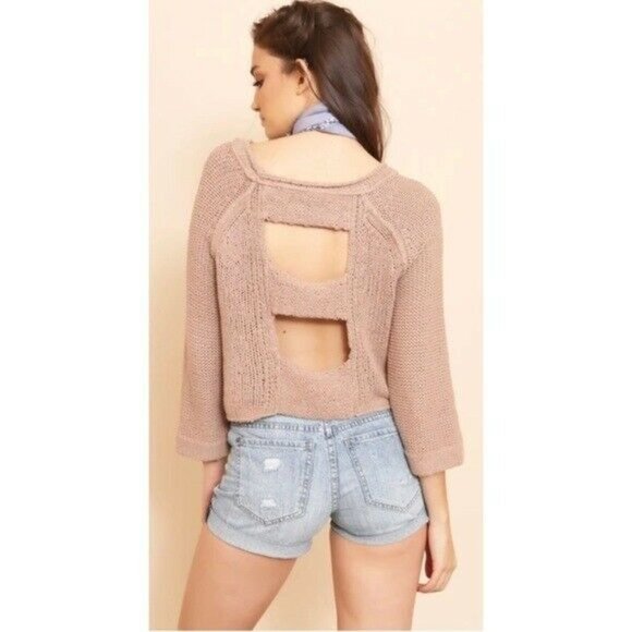 Free People Sweaters - Free People Tan Open Back Sweater